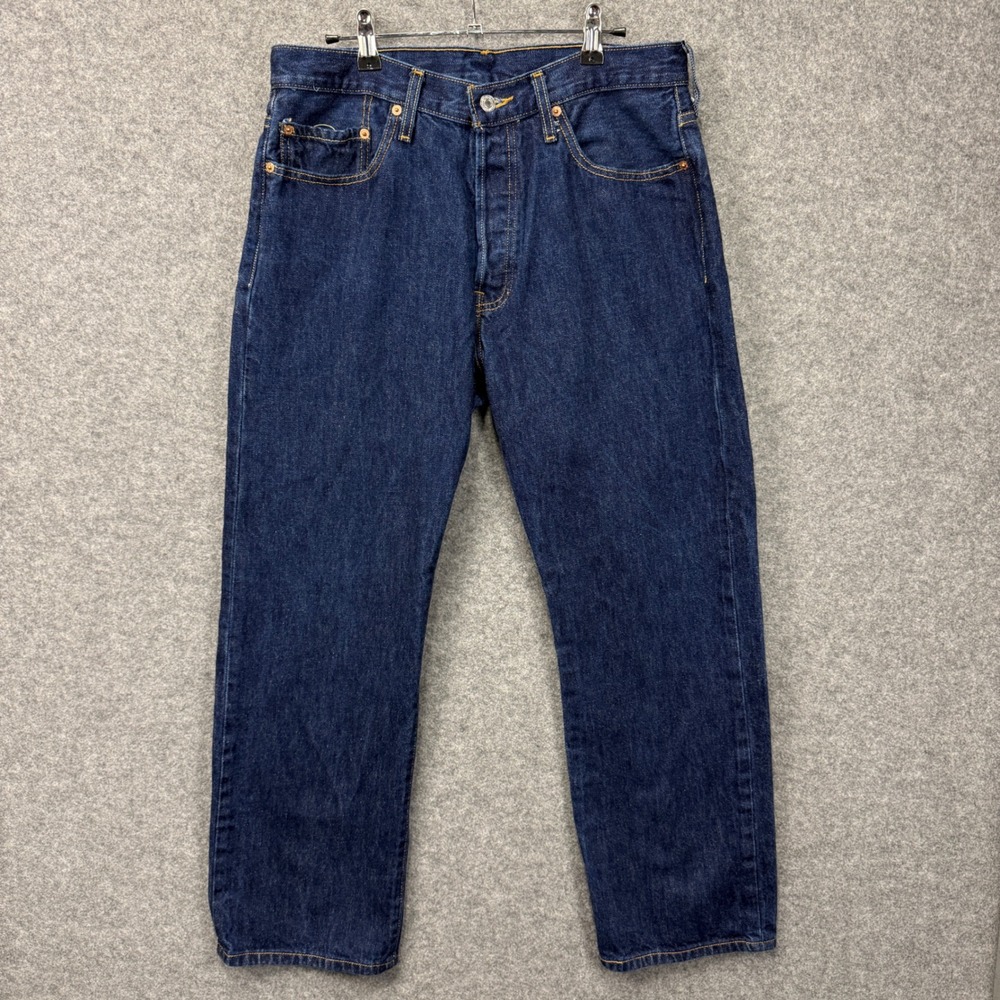 Levis 501 xx Original Fit Jeans‎ Mens 34x29 Dark Indigo Button Fly Straight Leg